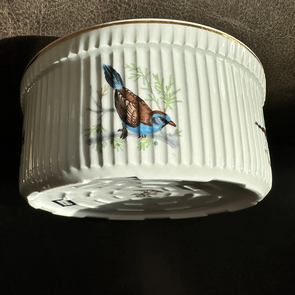 Porcelain Baking Dish Souffle Casserole Birds France Louis Lourioux Le Faune